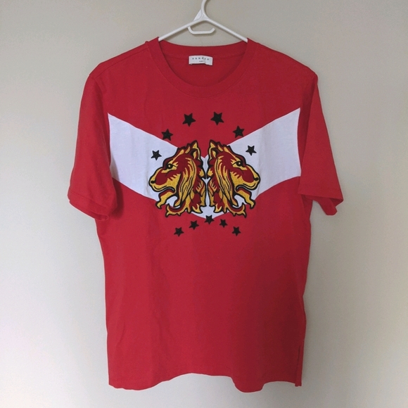 Sandro Gold Lion Embroidery T-Shirt - Picture 1 of 5